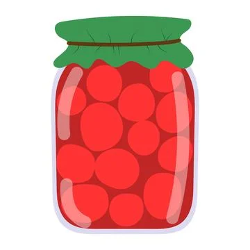 Jar of pickled tomatoes, vector isolated on a white background Stock Illustration