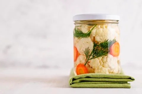 Jar with pickled vegetables Stock Photos
