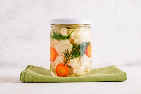 Jar with pickled vegetables Stock Photos