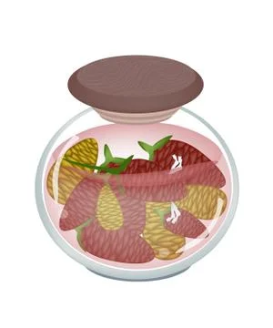 Jar of Pickled Zingiber Zerumbet Corn with Malt Vinegar Stock Illustration