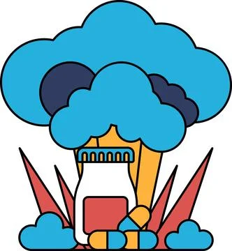 A jar of pills is on the ground next to a cloud Stock Illustration