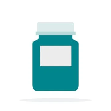 Jar for pills vector flat material design isolated object on white background. Stock Illustration
