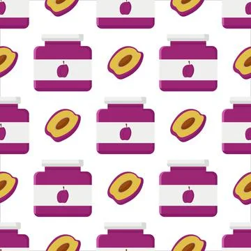 A jar with a plum jam pattern for decorative design Stockillustratie