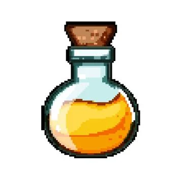 Jar potion bottle pixel art vector illustration Stock Illustration