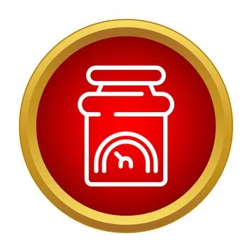 Jar with quantity indicator on red button icon Stock Illustration