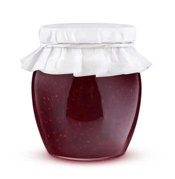 Jar of raspberry jam isolated on white background Stock Photos