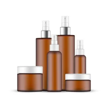 Jar, Small and Big Spray Bottles with Metal Cap Stock Illustration