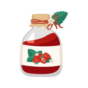 Jar of strawberry jam Stock Illustration