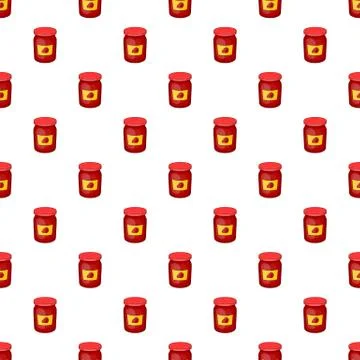 Jar of strawberry jam pattern, cartoon style 库存插图