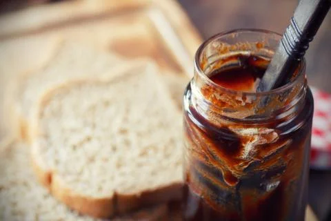 Jar of strawberry jam Stock Photos