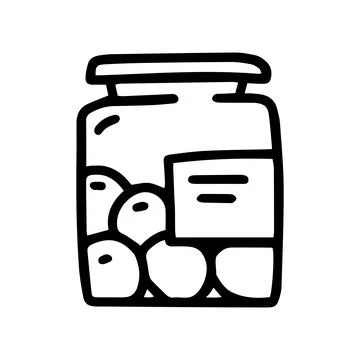 Jar with sweets line vector doodle simple icon Stock Illustration
