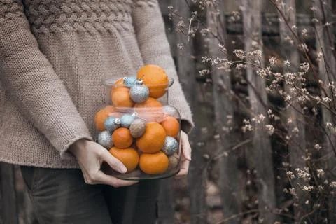 Jar of tangerines Stock Photos