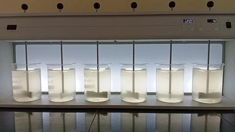 Jar Test Sequence: Beginning High Speed Agitation Phase Видео 333311087
