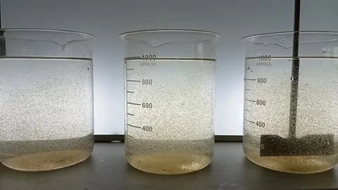 Jar Test Sequence: Lifting Agitators from Water Samples 動画素材 333311121