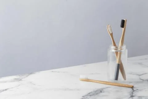 Jar with tooth brushes. High quality beautiful photo concept Stock Photos