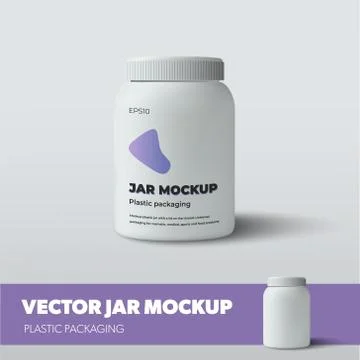Jar vector template with screw cap, with design presentation, realistic shado Stock Illustration