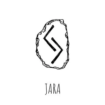 Jara rune written on a stone. Vector illustration. Isolated on white. Stock Illustration