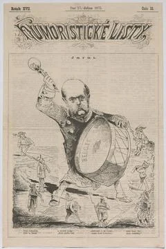Jarni . Bismarck beats the Belgian drum; spring () ( HumoristickÃ Listy )... Stock Photos