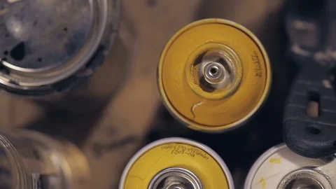 Jars and Cans with Paint and brushes in the Artist's Studio Video stock 82382989