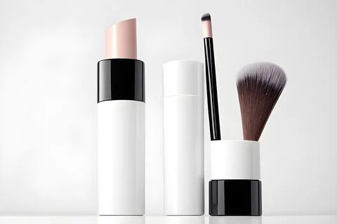 Jars and tubes of cosmetics, clean design for advertising, light background for Stock Illustration