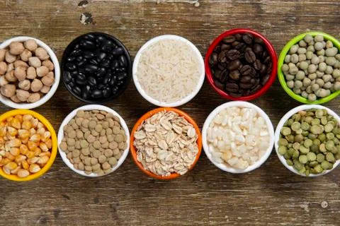 Jars with beans grains Foto stock