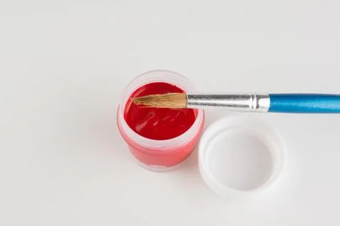 Jars of colored paint for creativity Stock Photos