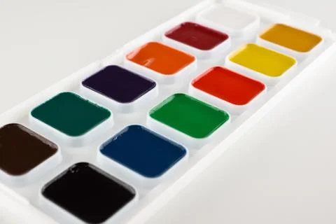 Jars of colored paint for creativity Stock Photos