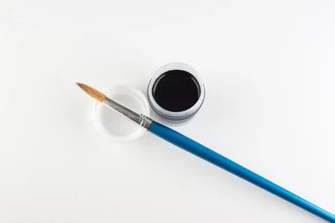 Jars of colored paint for creativity Stock Photos