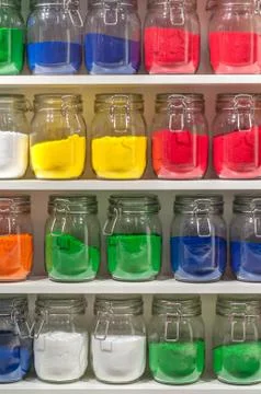 Jars of Colored Sand Stock Photos