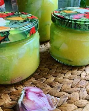 Jars with cucumber Stock Photos