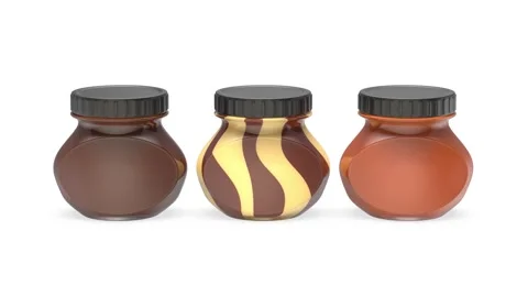 Jars with different hazelnut cocoa spreads Stock Footage 295222766