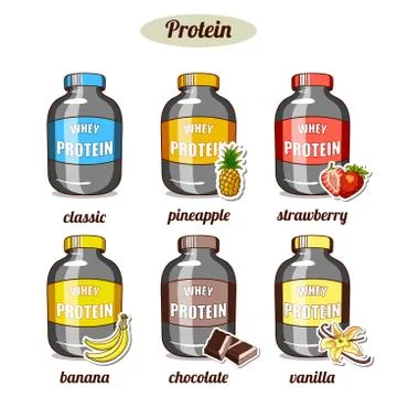 Jars With Different Protein Powder Stock Illustration