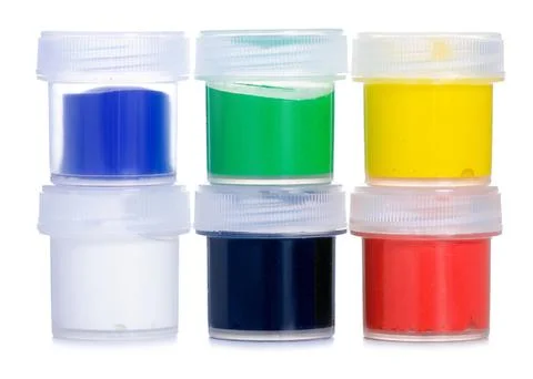Jars gouache paints Stock Photos