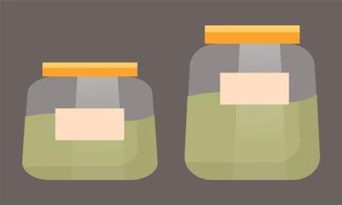 Jars with Green Liquid or Matcha, Pots Isolated Stock Illustration