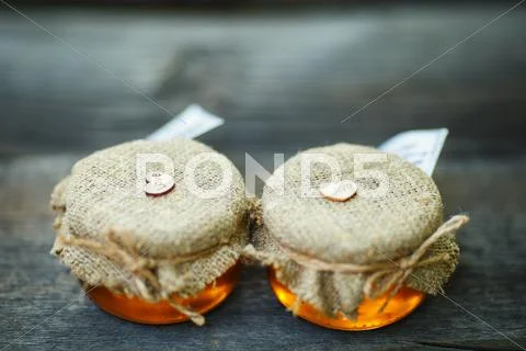 Jars Of Honey In Eco-Style