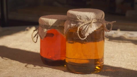 Jars of honey Stock Footage 88368155