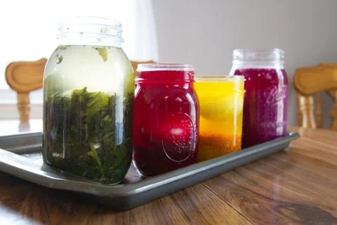 Jars of Natural Dye Stock Photos