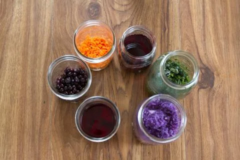 Jars of Natural Dyes Stock Photos