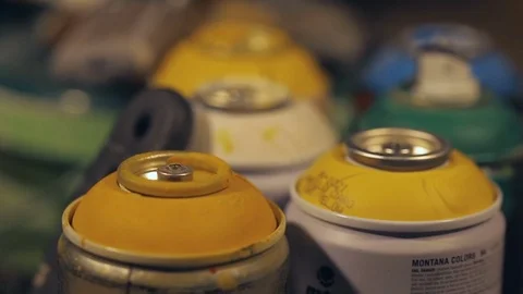 Jars of Paint and Brushes in the Artist's Studio Video stock 82383161