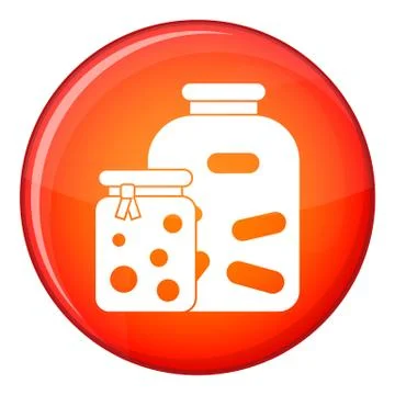 Jars with pickled vegetables and jam icon Stock Illustration