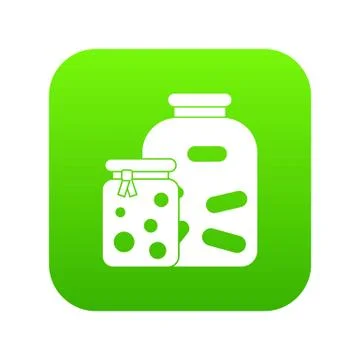 Jars with pickled vegetables and jam icon digital green Stock Illustration