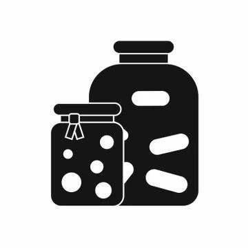 Jars with pickled vegetables and jam icon Stock Illustration