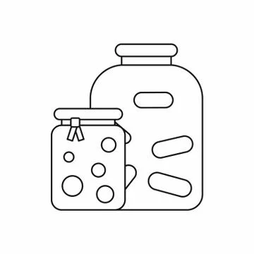 Jars with pickled vegetables and jam icon Stock Illustration