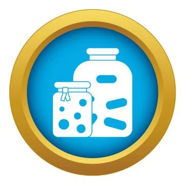 Jars with pickled vegetables and jam icon blue vector isolated Stock Illustration