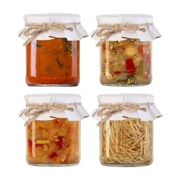 Jars of pickled vegetables Stock Photos