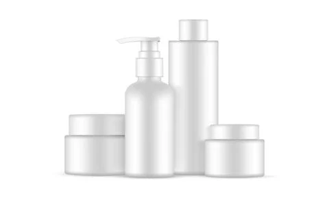 Jars, Pump and Shampoo Bottles, Isolated on White Background Stock Illustration