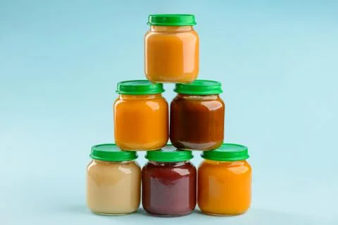 Jars of puree Stock Photos