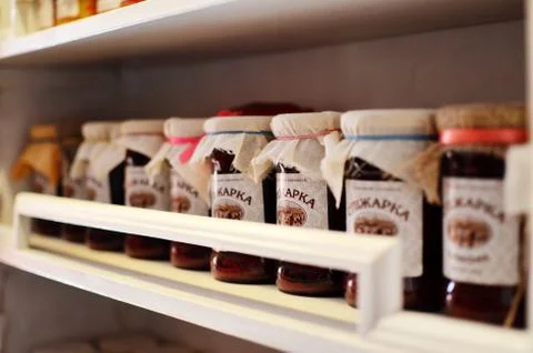 Jars on the shelf Stock Photos