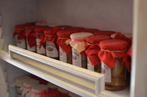 Jars on the shelf Stock Photos