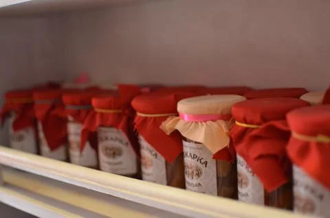 Jars on the shelf Stock Photos